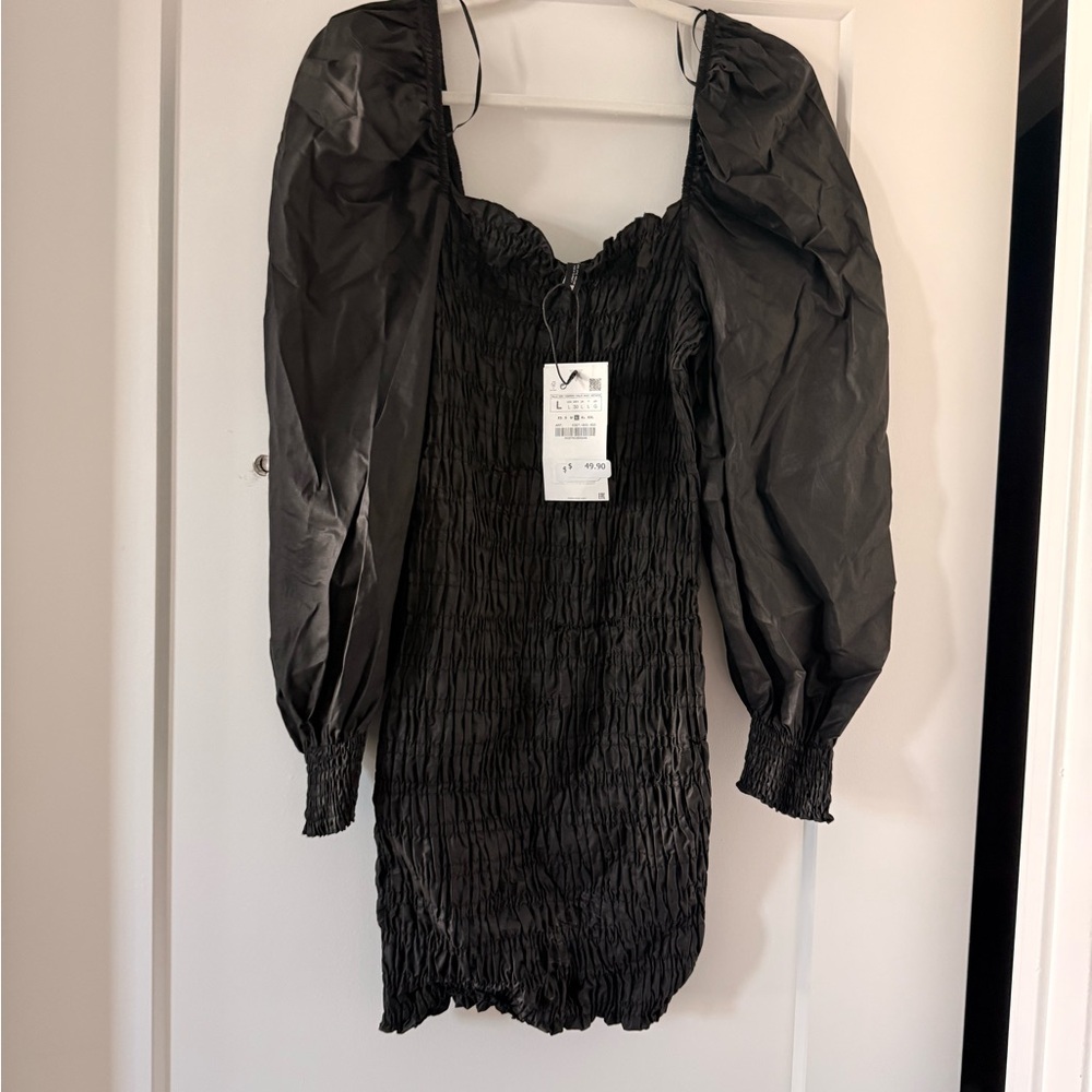 Zara Black Textured Dress